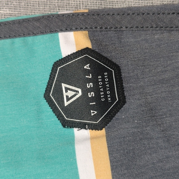Vissla The Point Board‎ Shorts Size 30 Small 19.5" Blue Gray Striped Surf Swim - Picture 10 of 12